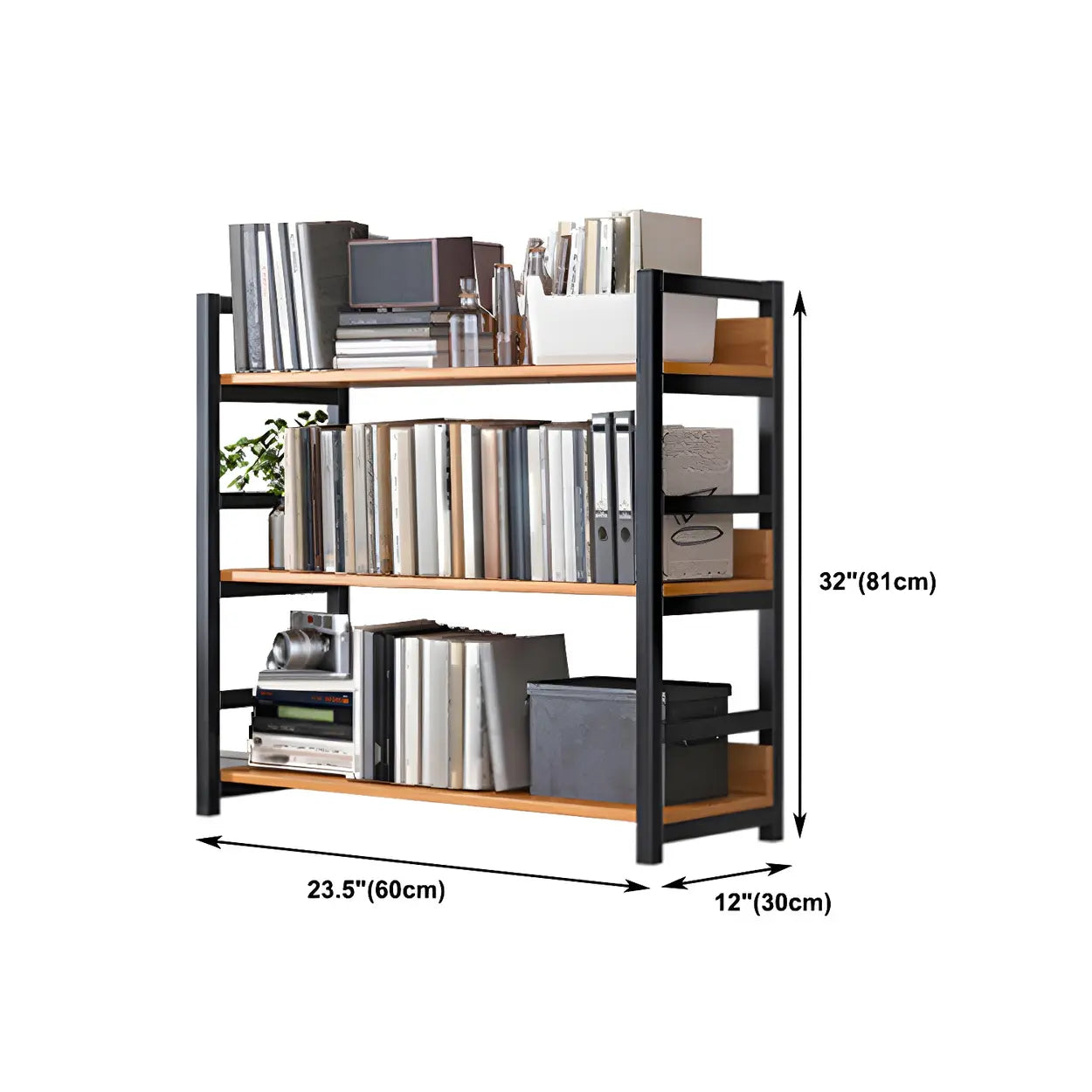 Industrial Steel-Wood Open Bookshelf