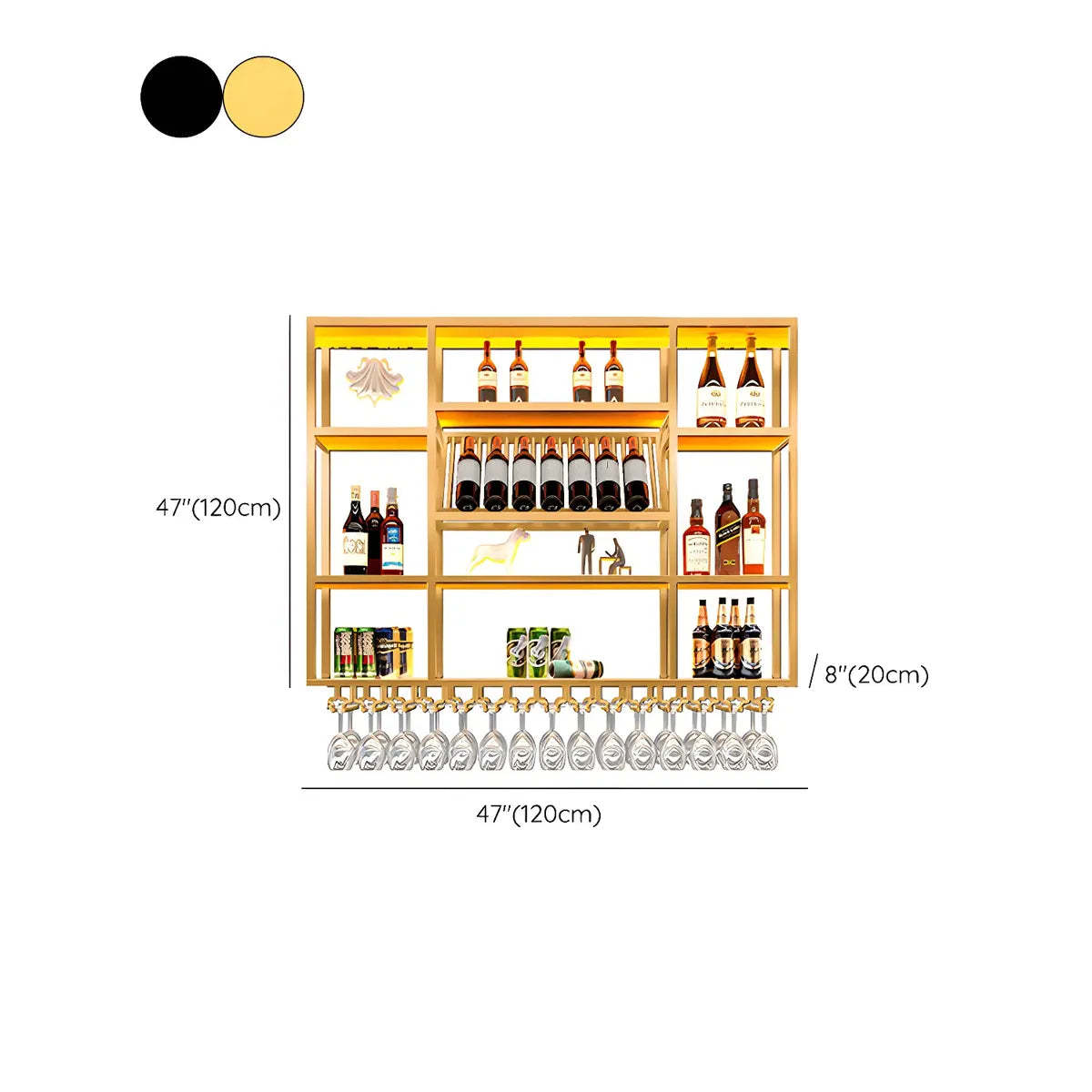 Large Black Metal Floating Wall Wine Rack