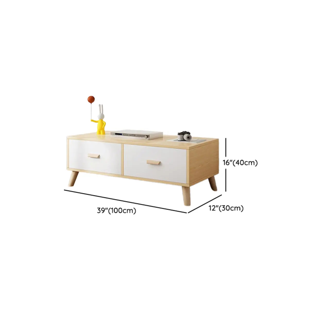 Scandinavian Oak Wood Rectangle TV Stand