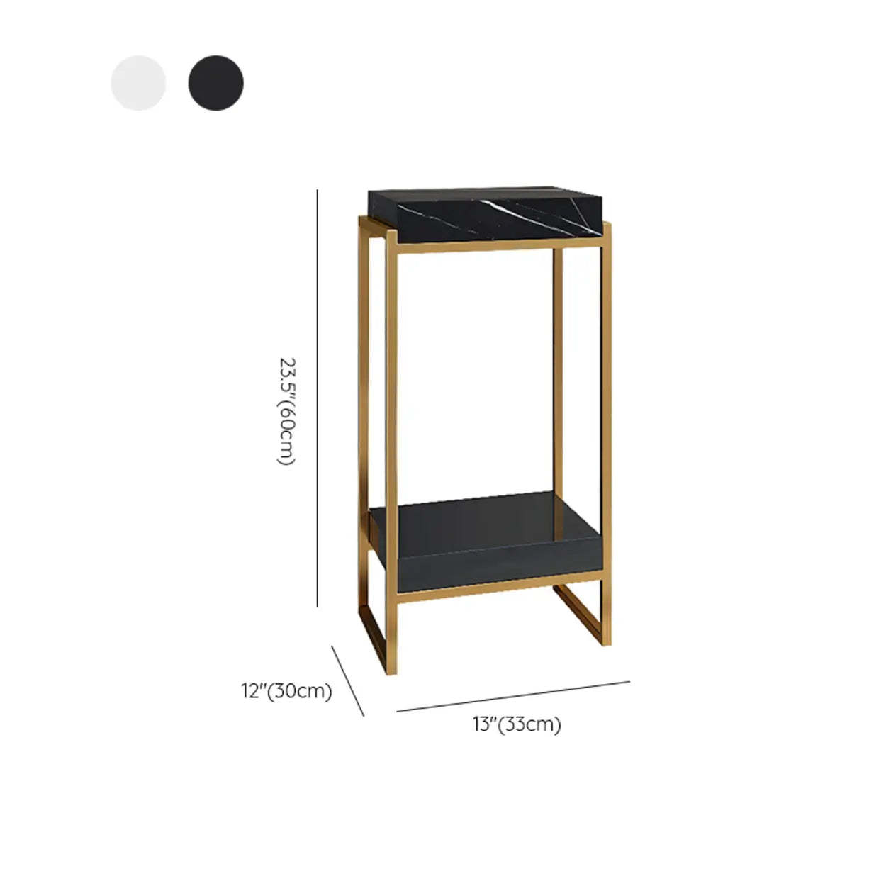 Classic Rectangle Faux Marble Plant Stand with Drawer