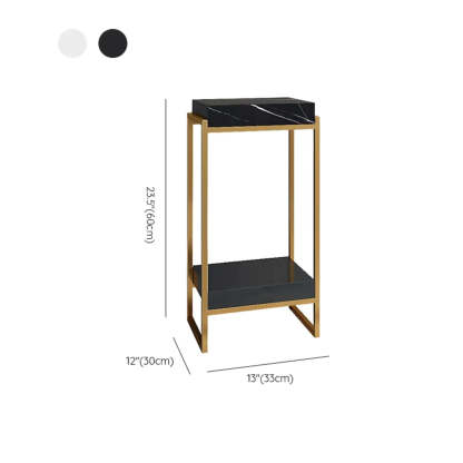 Classic Rectangle Faux Marble Plant Stand with Drawer