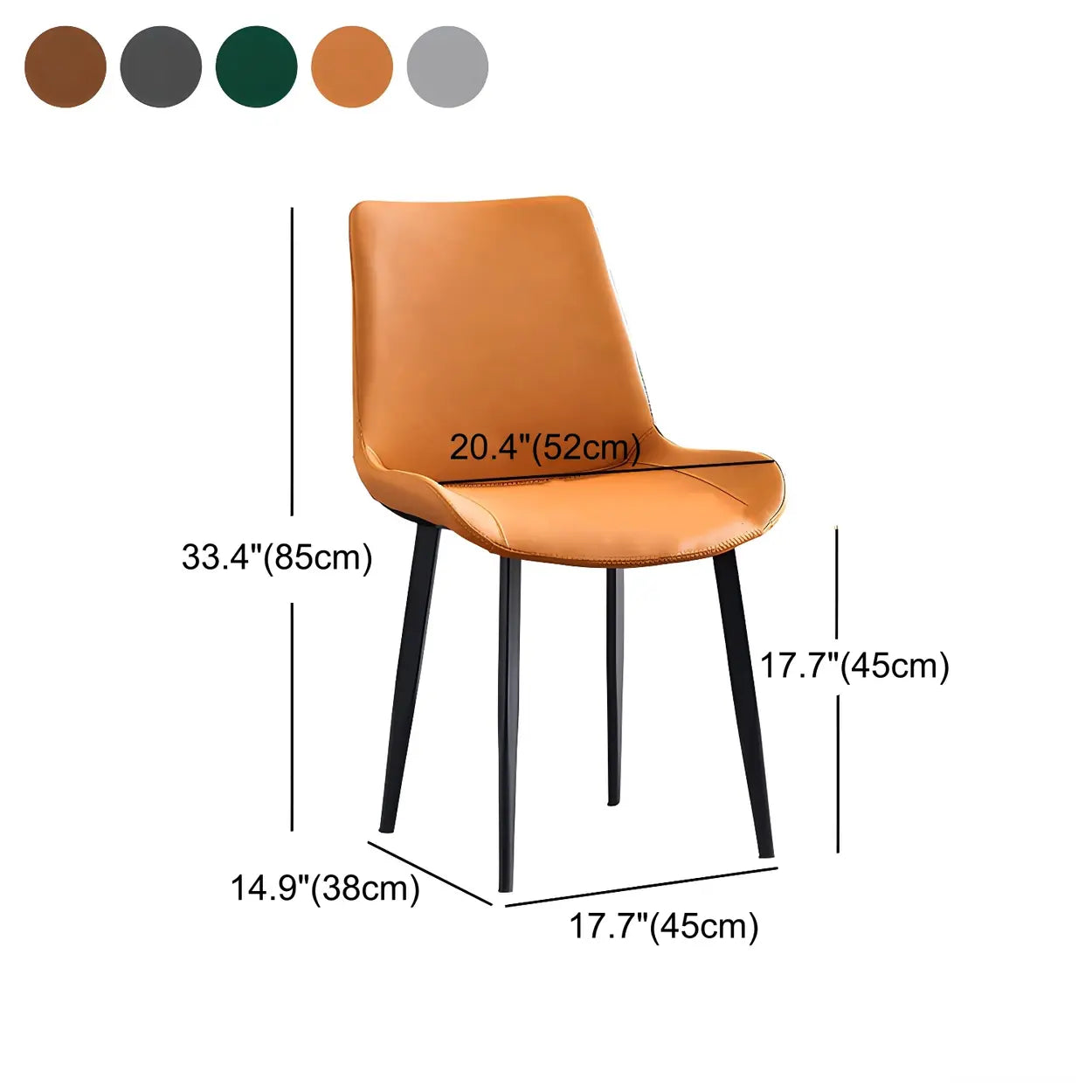 Industrial Black Metal Leather Dining Armchair