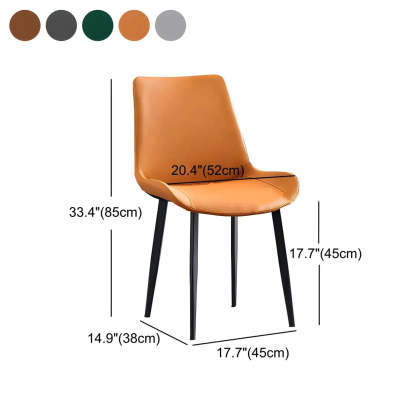 Industrial Black Metal Leather Dining Armchair