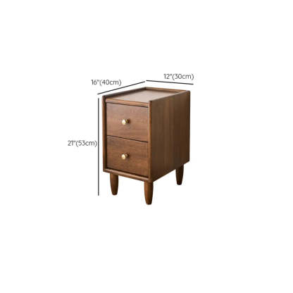 Traditional Walnut Slim Wood Nightstand
