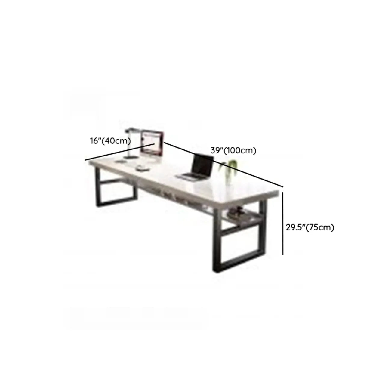 White Wood Writing Desk with Drawers and Shelves — Table Only