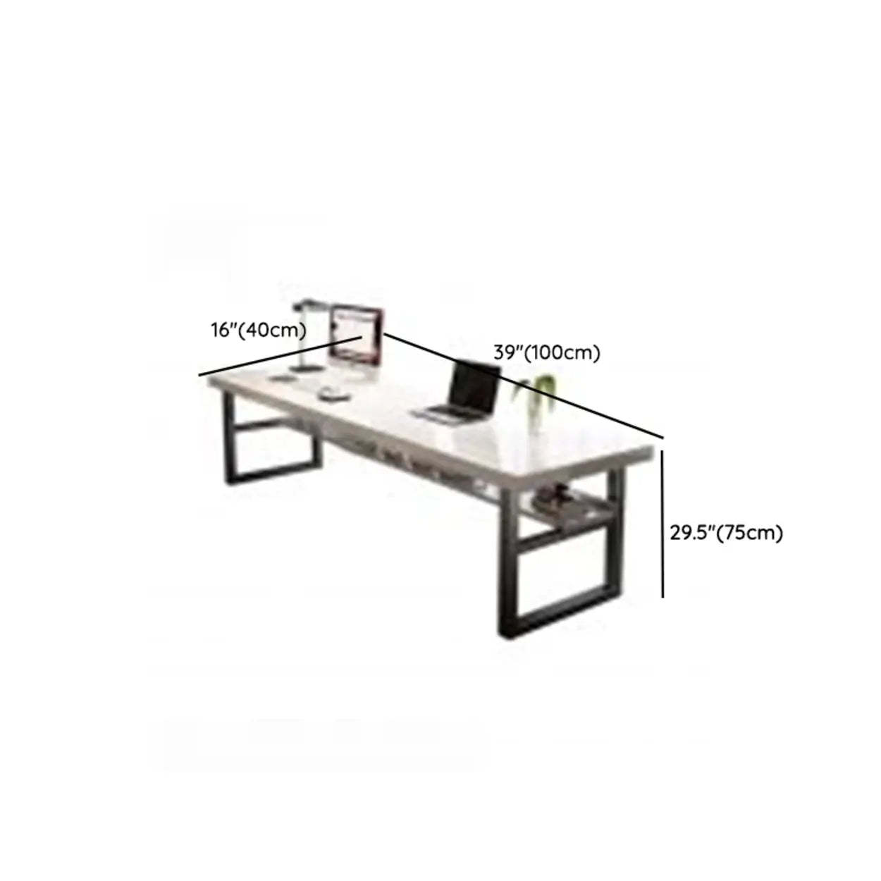 White Wood Writing Desk with Drawers and Shelves — Table Only