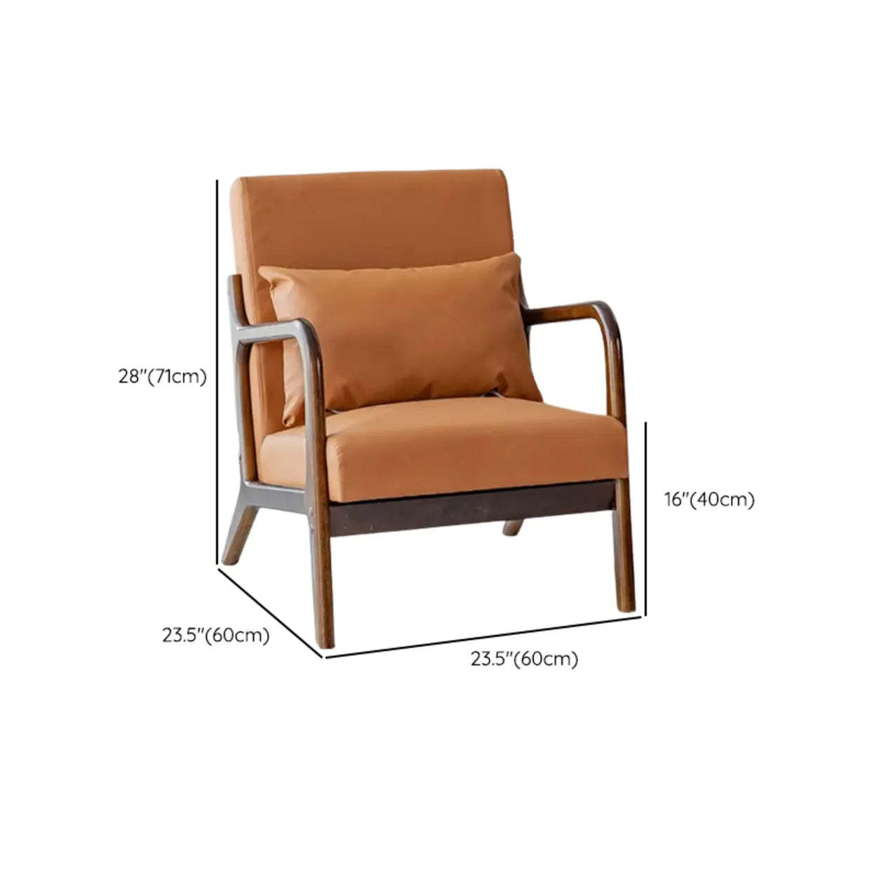Ergonomic Off-White Wood Arm Chair with Removable Cushions