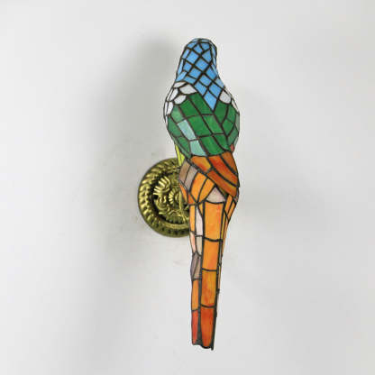 Tiffany Vintage Parrot Stained Glass Sconce
