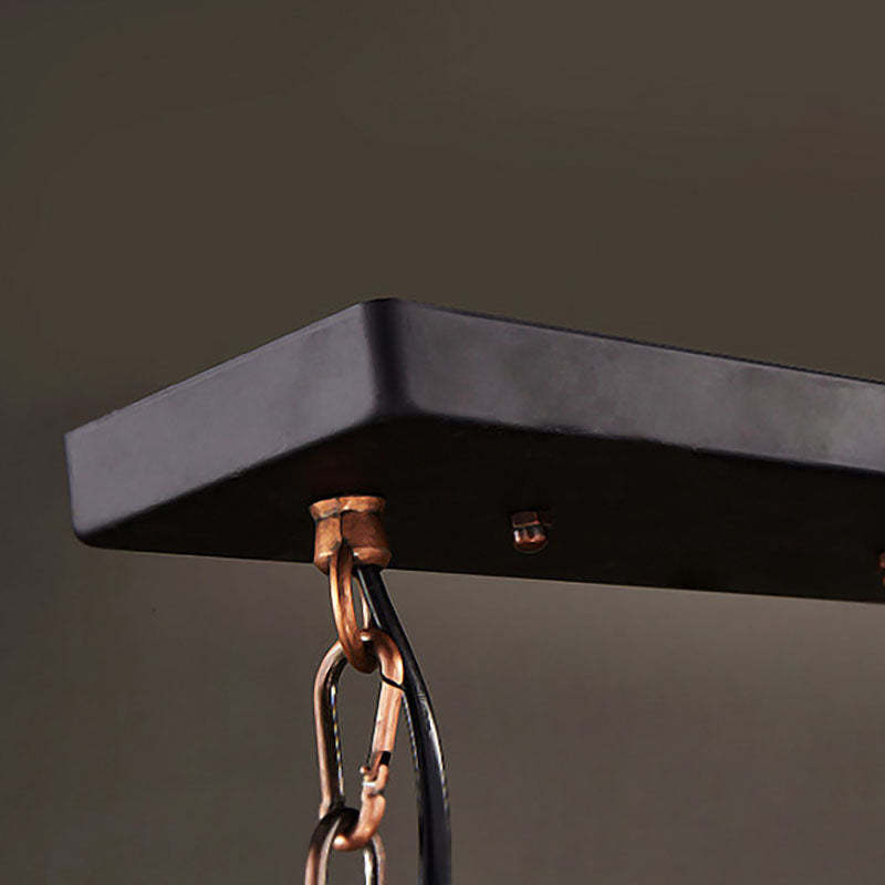 Traditional Farmhouse Wood Strip Iron Chandelier