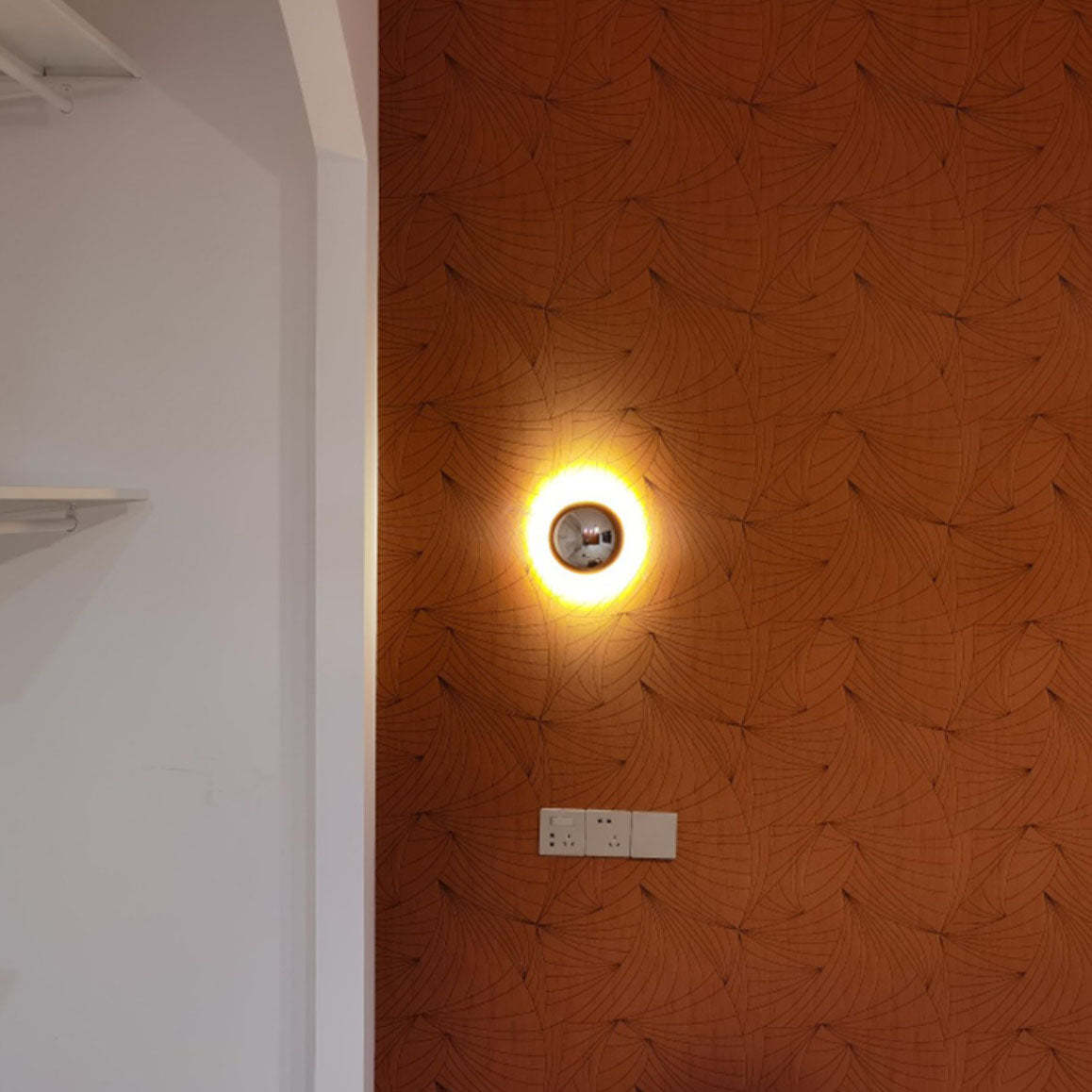 Modern Meteorite Semicircle Metal LED Sconce — Small - Gold / Warm Light (3000K) / 110V-120V For US/CA
