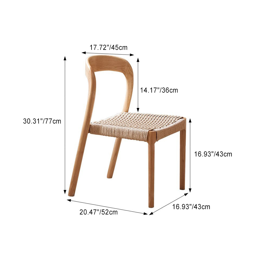 Vintage Braided Rope Wood Dining Chair — Black Frame + Braided Rope Seat