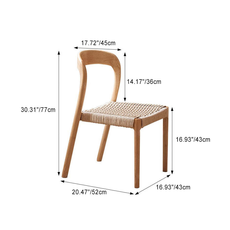Vintage Braided Rope Wood Dining Chair — Black Frame + Braided Rope Seat