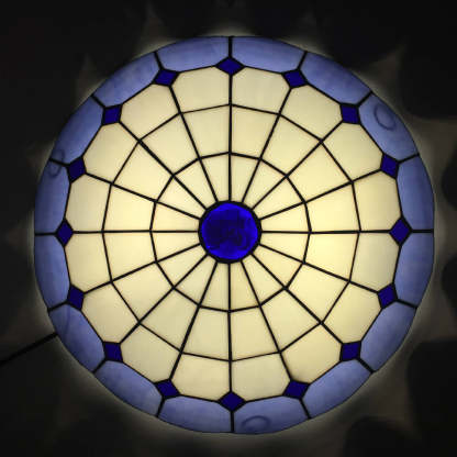 Traditional Tiffany Shell Bead Stained Glass Flush Light