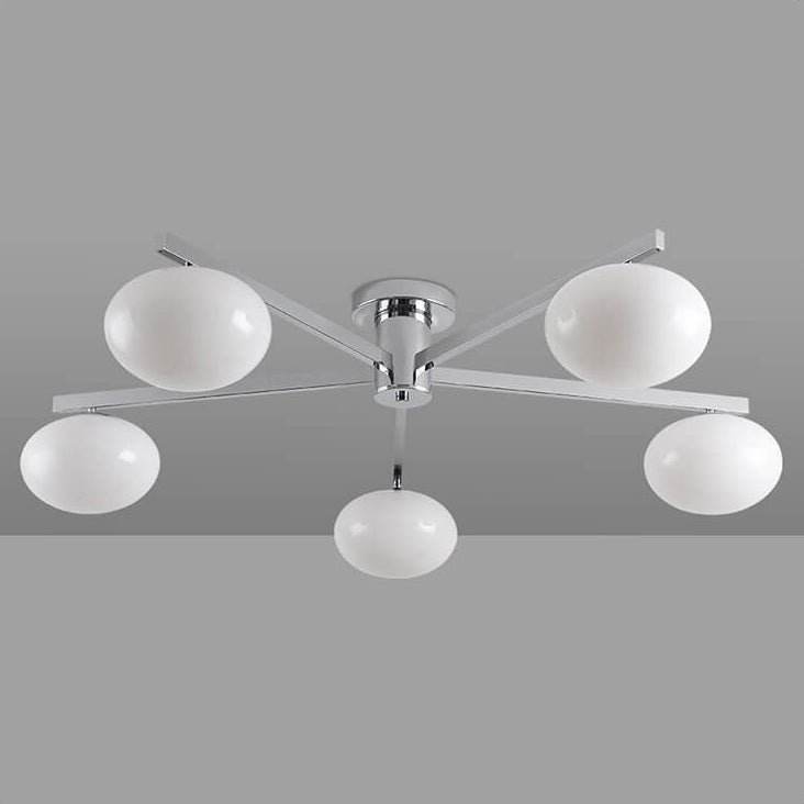 Nordic Glass Iron Ball 3/4/5-Light Semi-Flush Ceiling Light