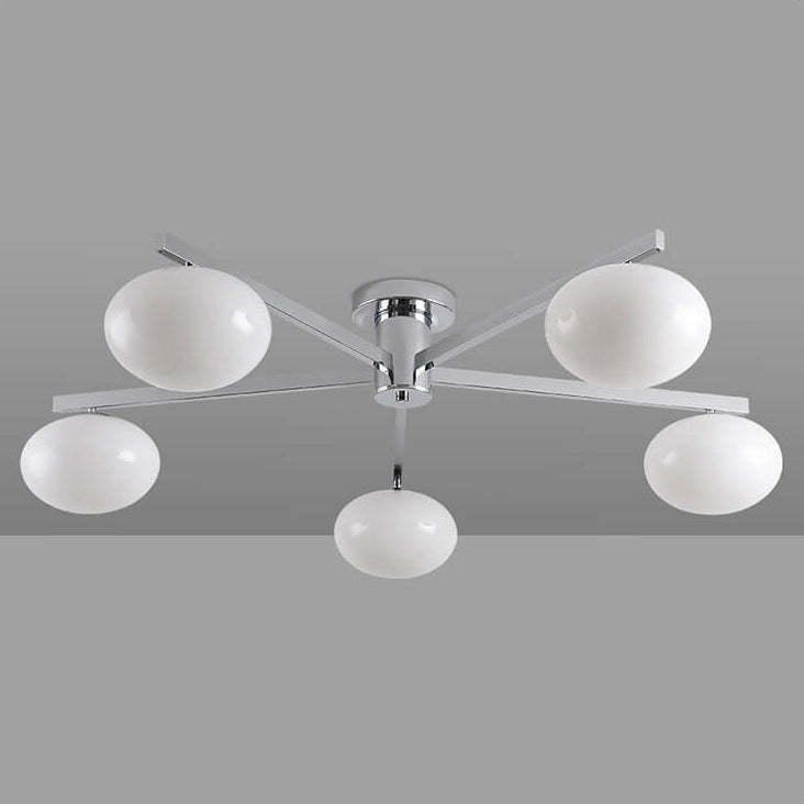 Nordic Glass Iron Ball 3/4/5-Light Semi-Flush Ceiling Light