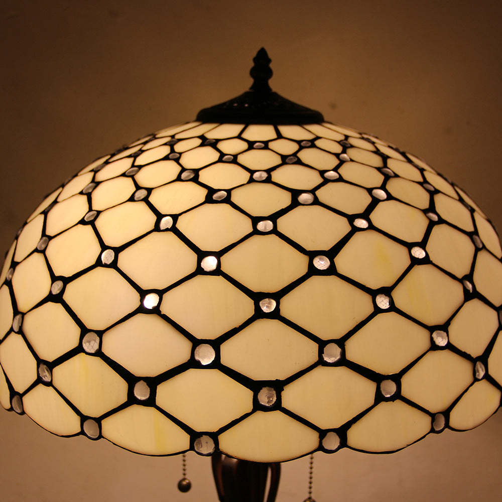Tiffany Mediterranean Stained Glass Cone 2-Light Table Lamp