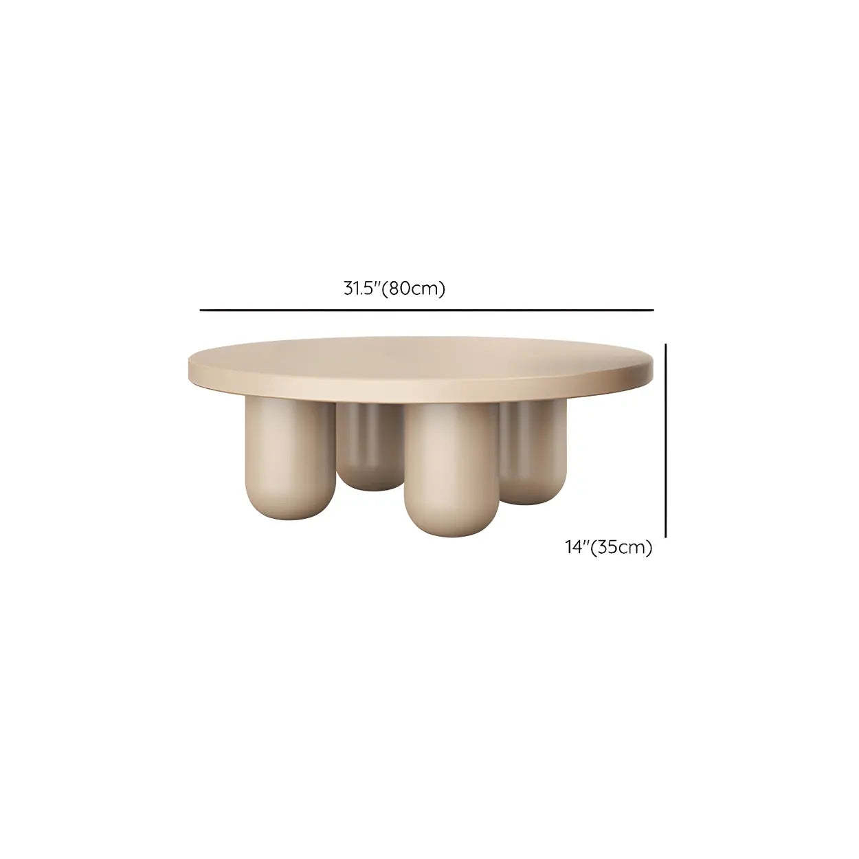 Scandinavian Khaki Brown Wood Round Coffee Table Set