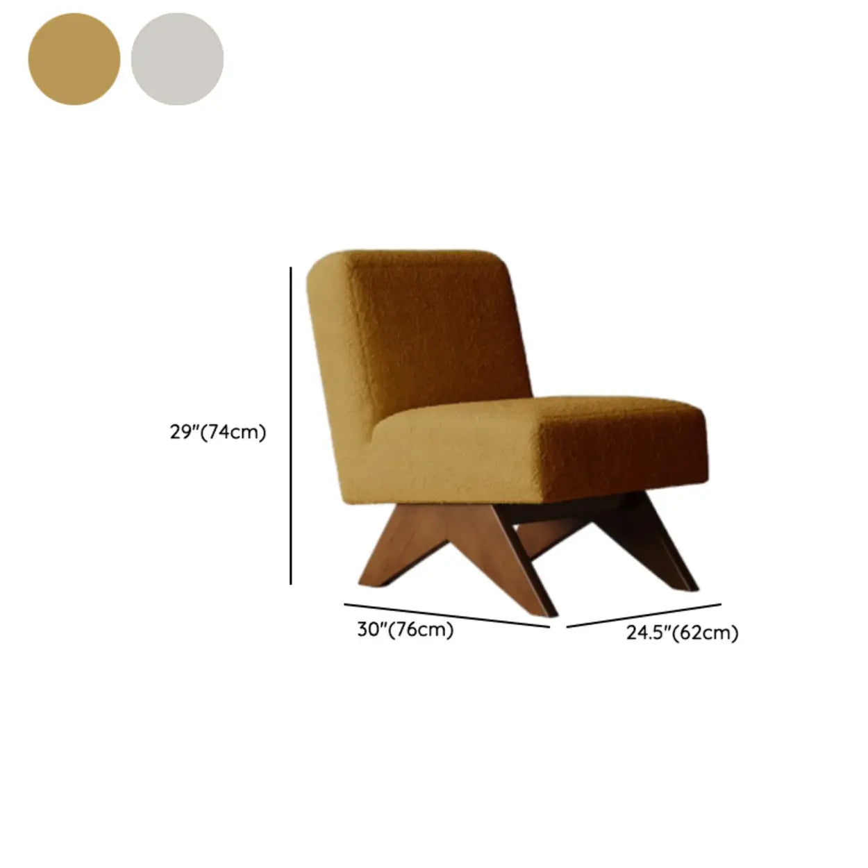 Mid-Century Sherpa Yellow Accent Chair with Wood Legs