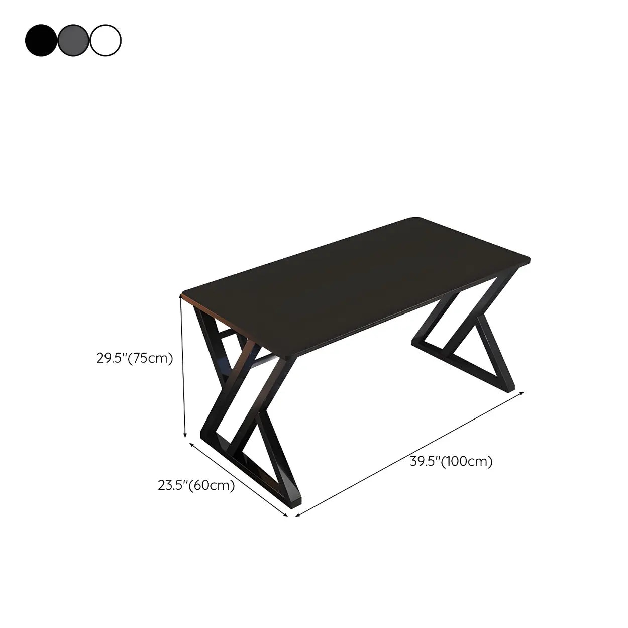 Rectangular Wood Computer Desk with Steel Base
