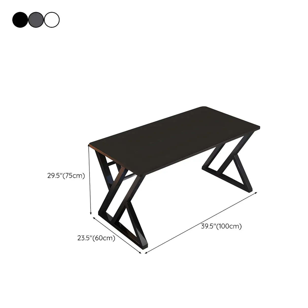 Rectangular Wood Computer Desk with Steel Base
