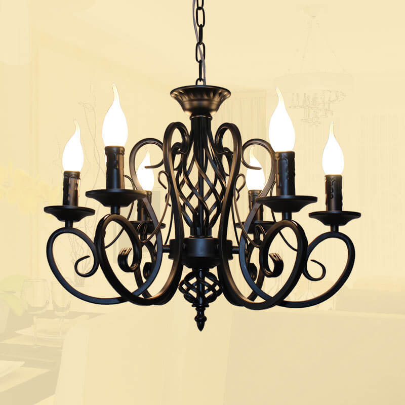 European Wrought Iron Candle Chain Chandelier