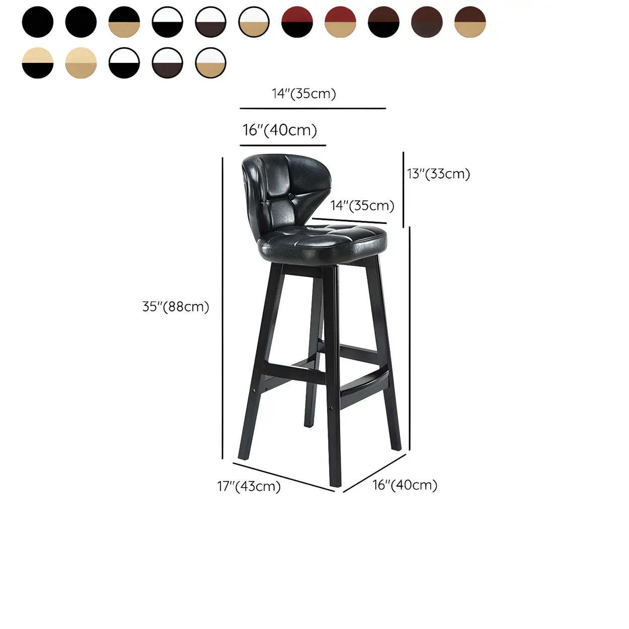 Espresso Wood Leather Backrest Bar Stool