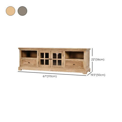 Farmhouse Distressed Wood TV Stand with Drawers Cabinet