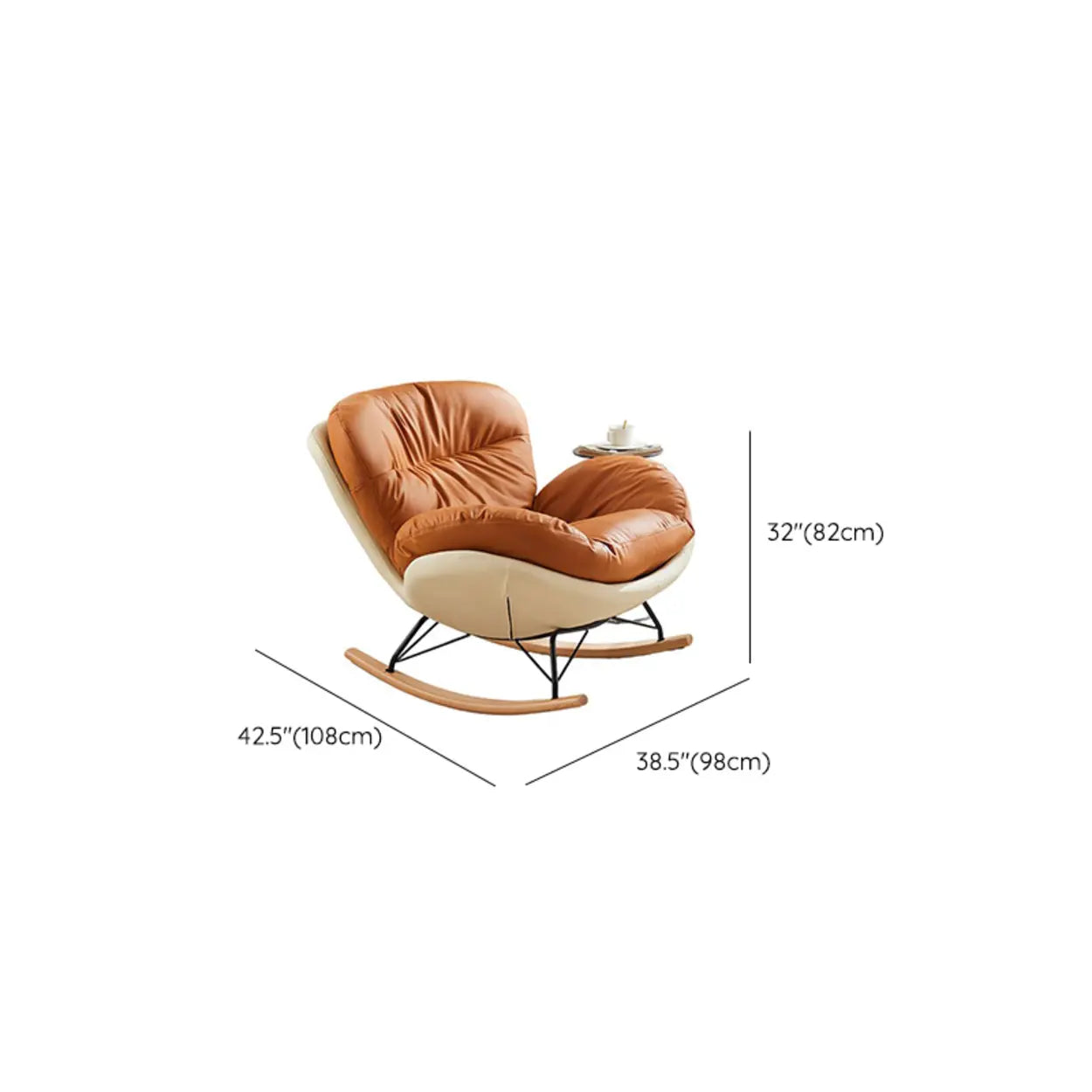 Beige Flared-Arm Wood Leg Rocking Chair