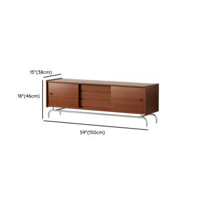 Mid-Century Walnut Wood TV Stand with Cabinet