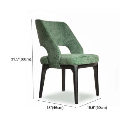 Modern Wood Frame Green Upholstered Dining Chair