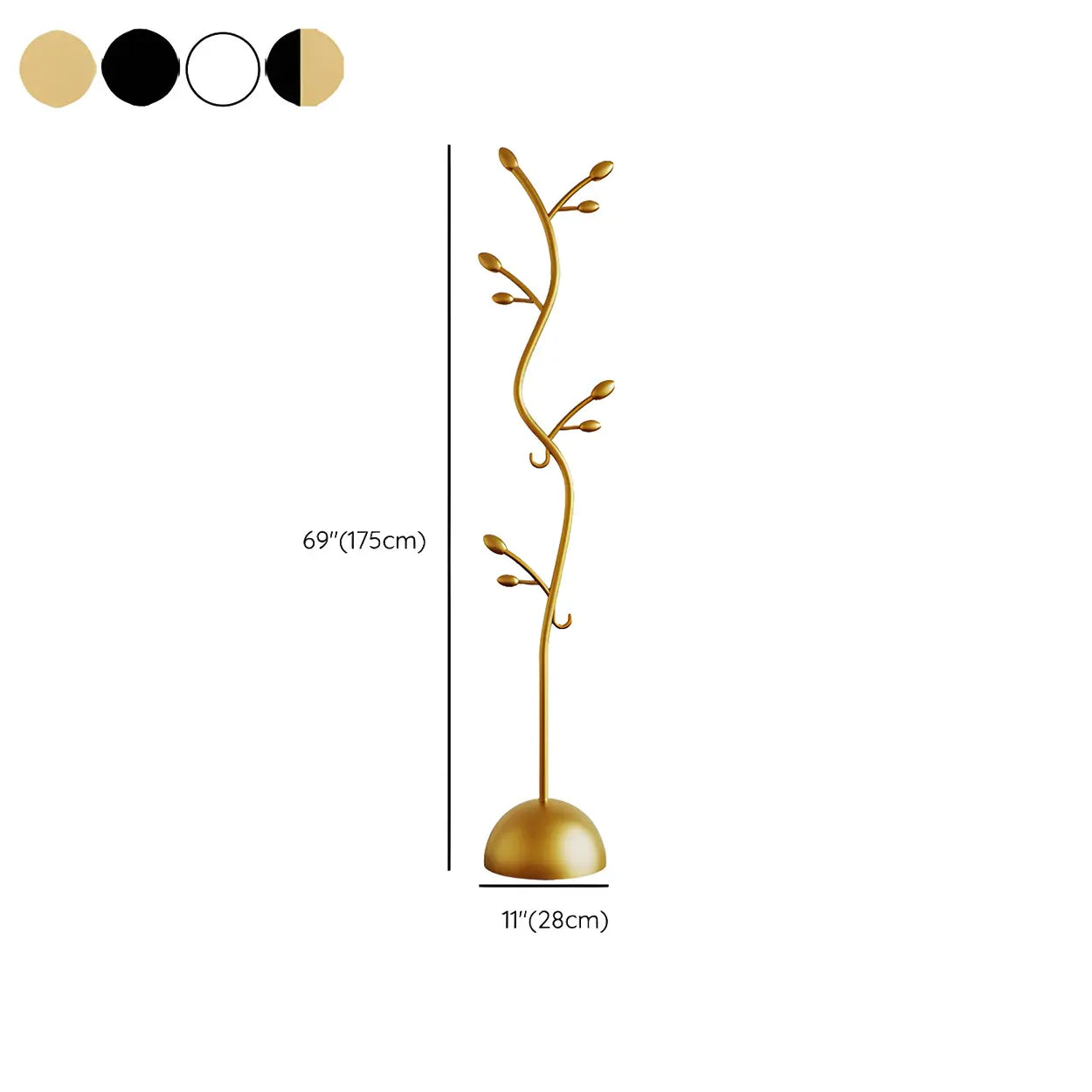 Black-Gold Metal Frame Tall Tree Coat Stand