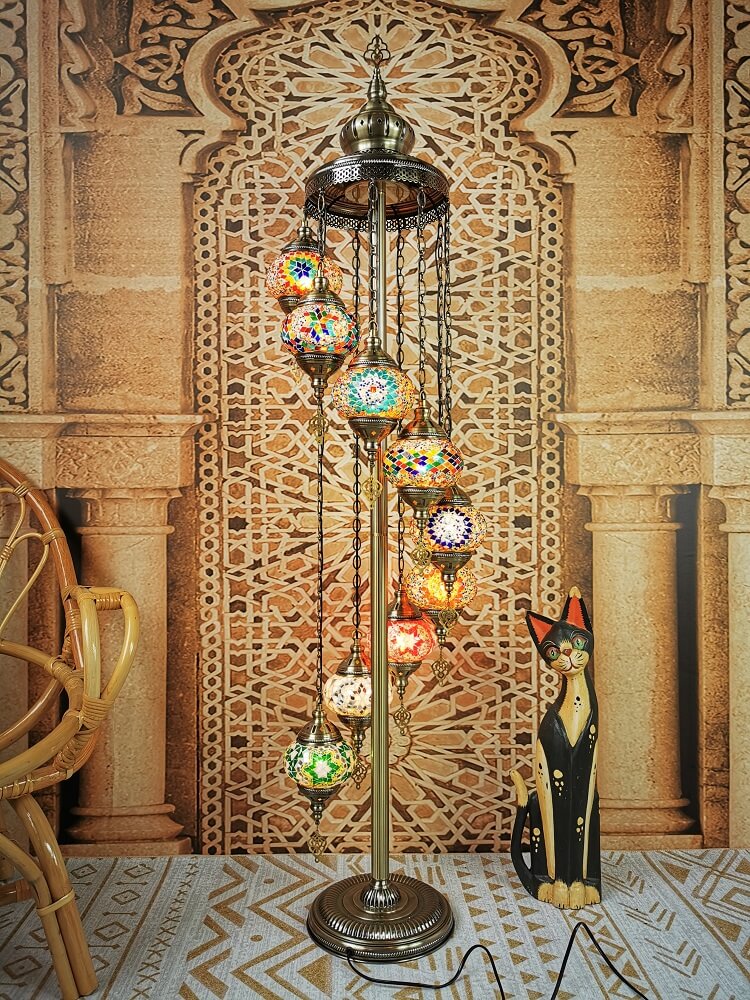 Retro Turkish Moroccan Globe 9-Light Floor Lamp