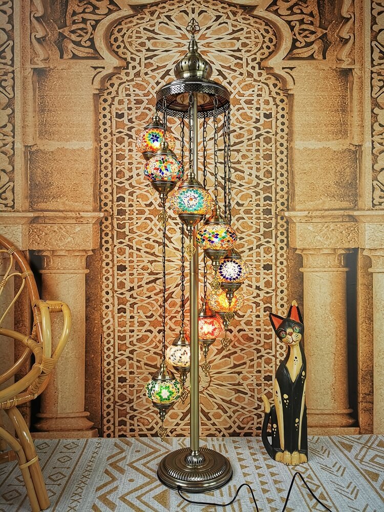 Retro Turkish Moroccan Globe 9-Light Floor Lamp
