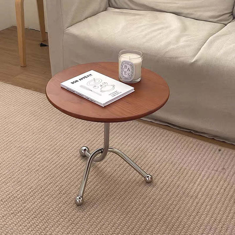 Vintage Wood Stainless Steel Cross-Leg End Table