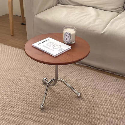 Vintage Wood Stainless Steel Cross-Leg End Table