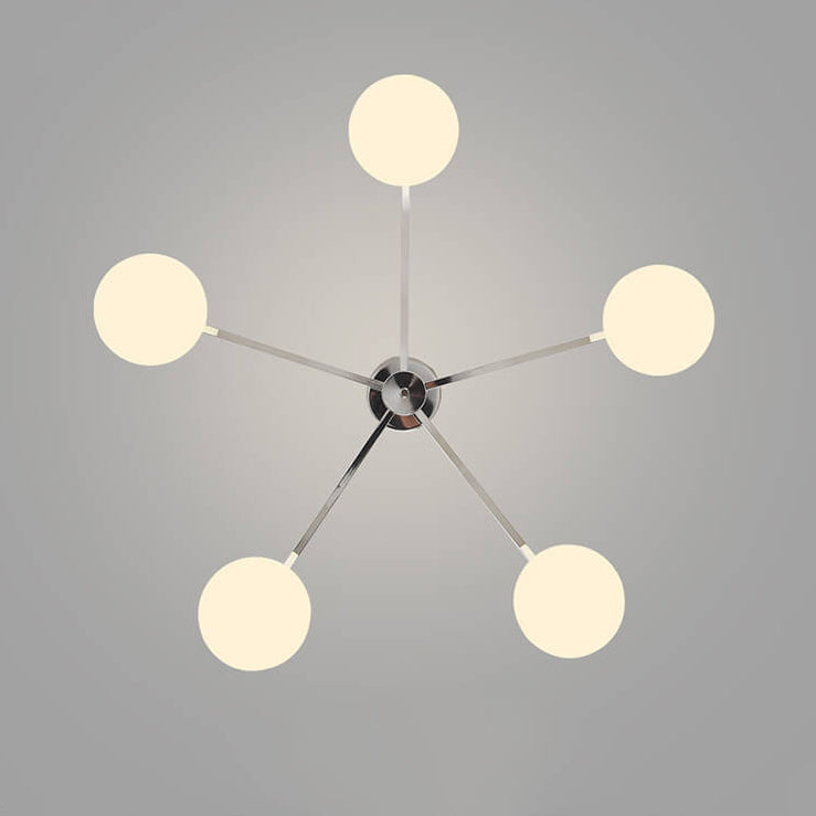 Nordic Glass Iron Ball 3/4/5-Light Semi-Flush Ceiling Light