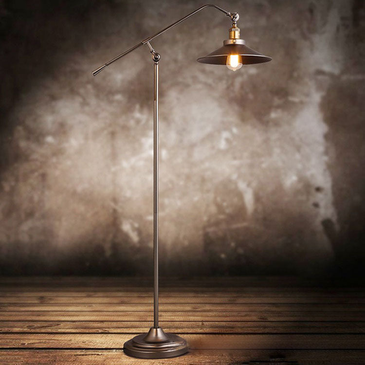 Industrial Cylindrical Long Arm Iron Floor Lamp