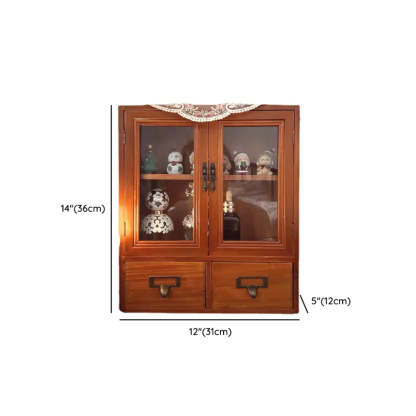 Brown Wood Rectangular Small Display Cabinet