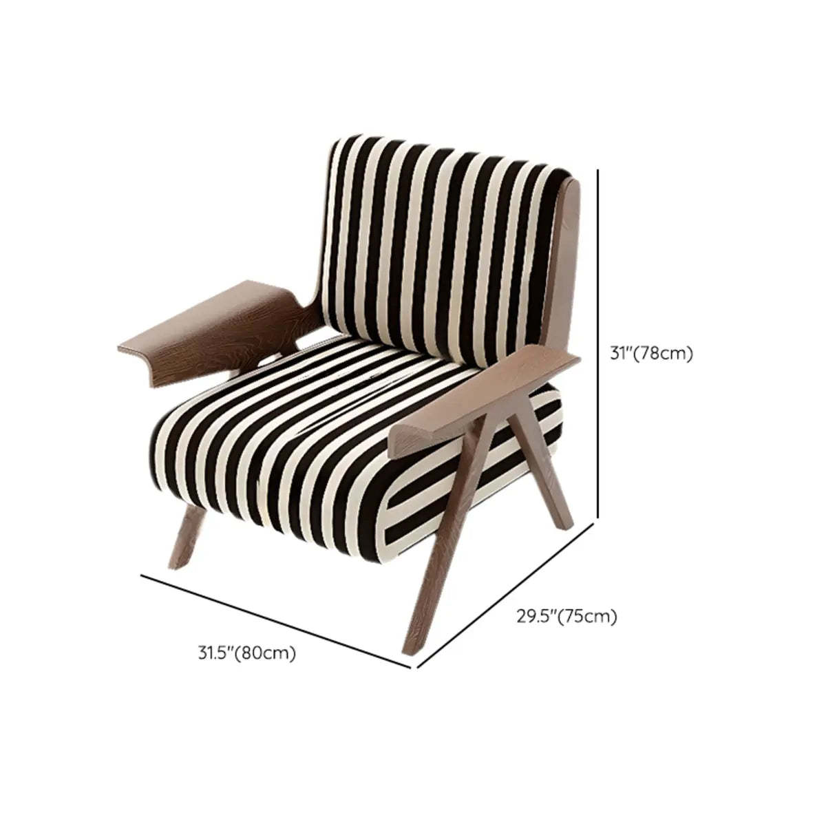 Black-White Striped Fixed-Back Arm Chair