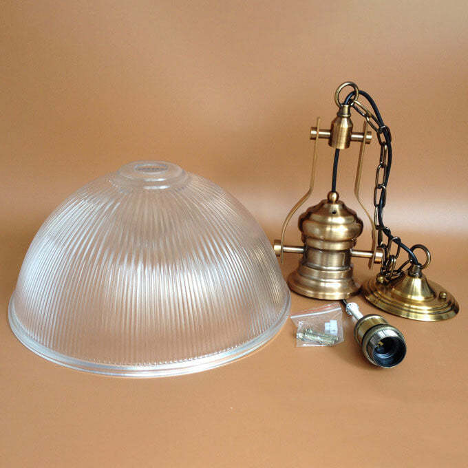 Vintage Industrial Striped Glass Dome Pendant Light — Clear Color / 110V-120V For US/CA