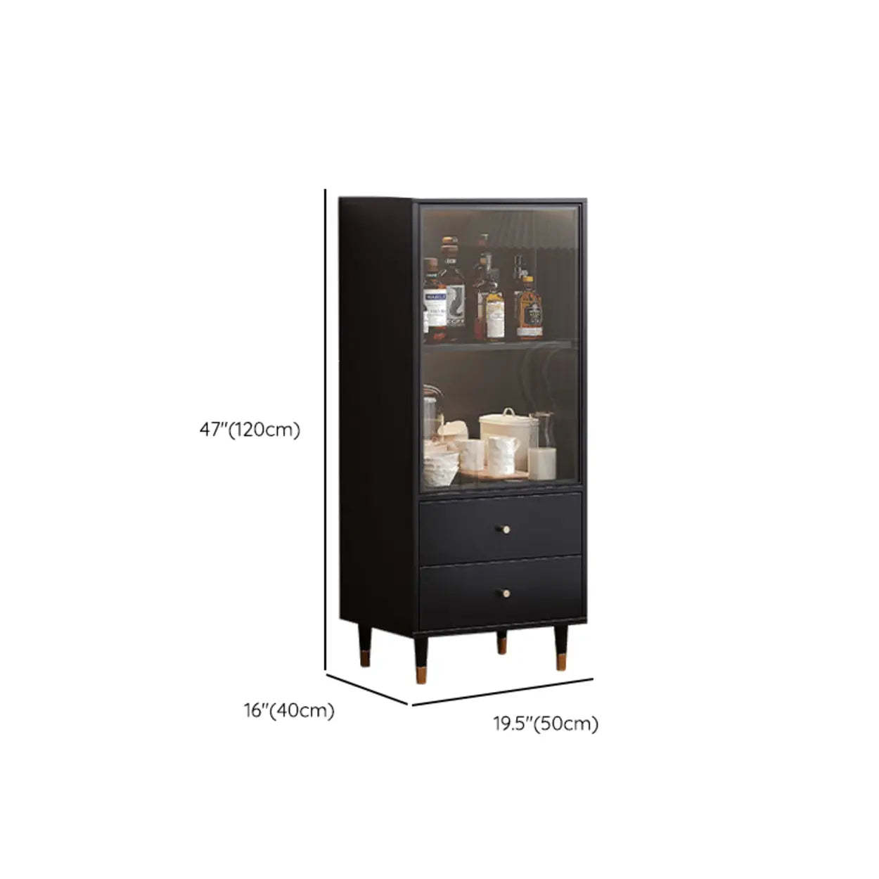 Black Enclosed Glass Living Room China Cabinet