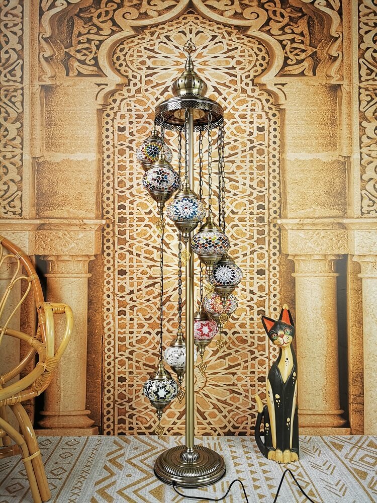 Retro Turkish Moroccan Globe 9-Light Floor Lamp