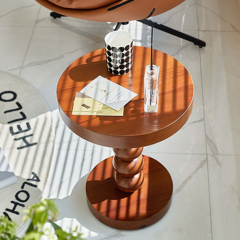 Vintage Round Beaded Wooden Coffee Table