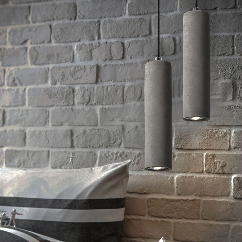 Industrial Textured Cement Cylinder Pendant Light