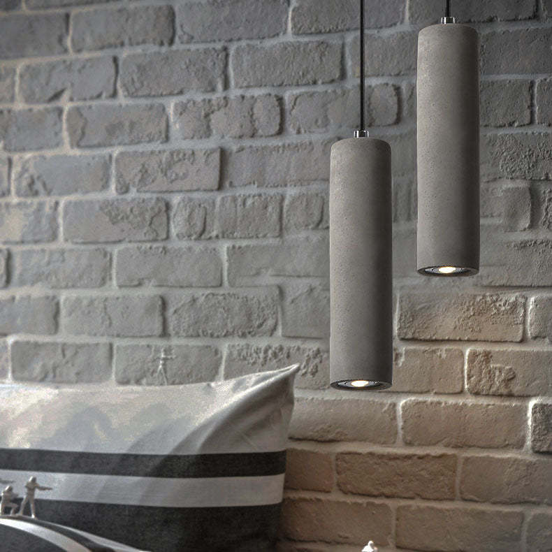 Industrial Textured Cement Cylinder Pendant Light