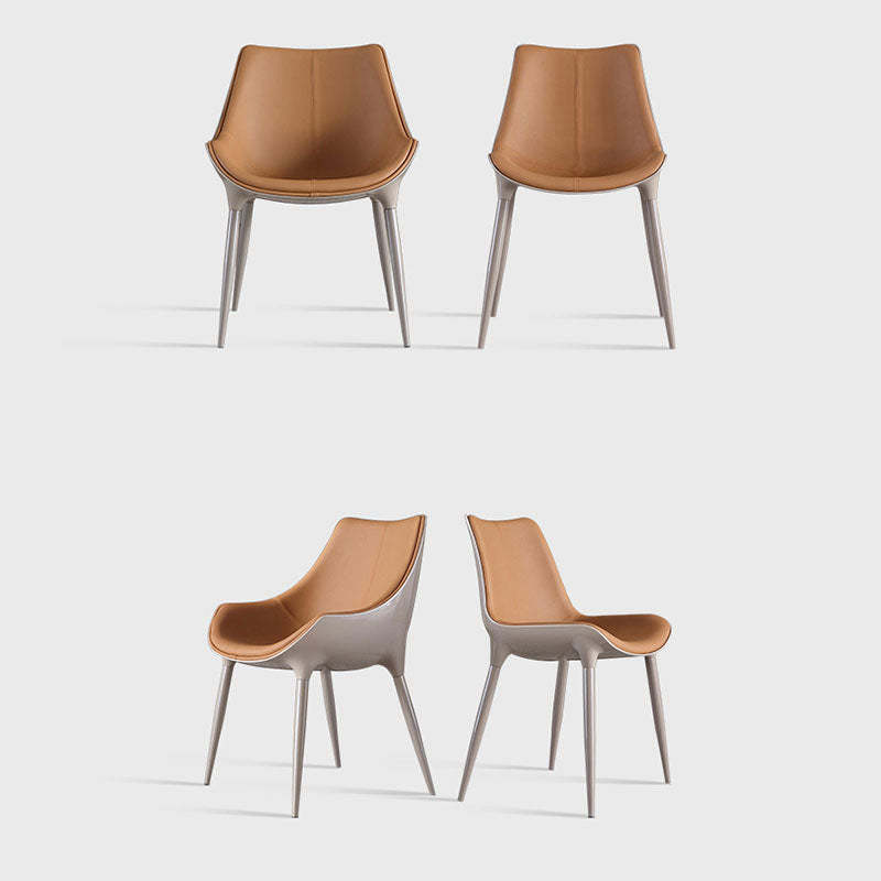 Modern Cowhide Steel Curved Dining Chair