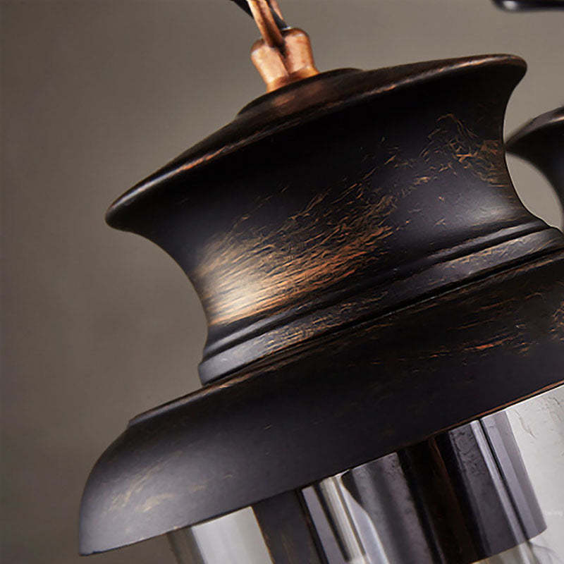 Traditional Farmhouse Wood Strip Iron Chandelier
