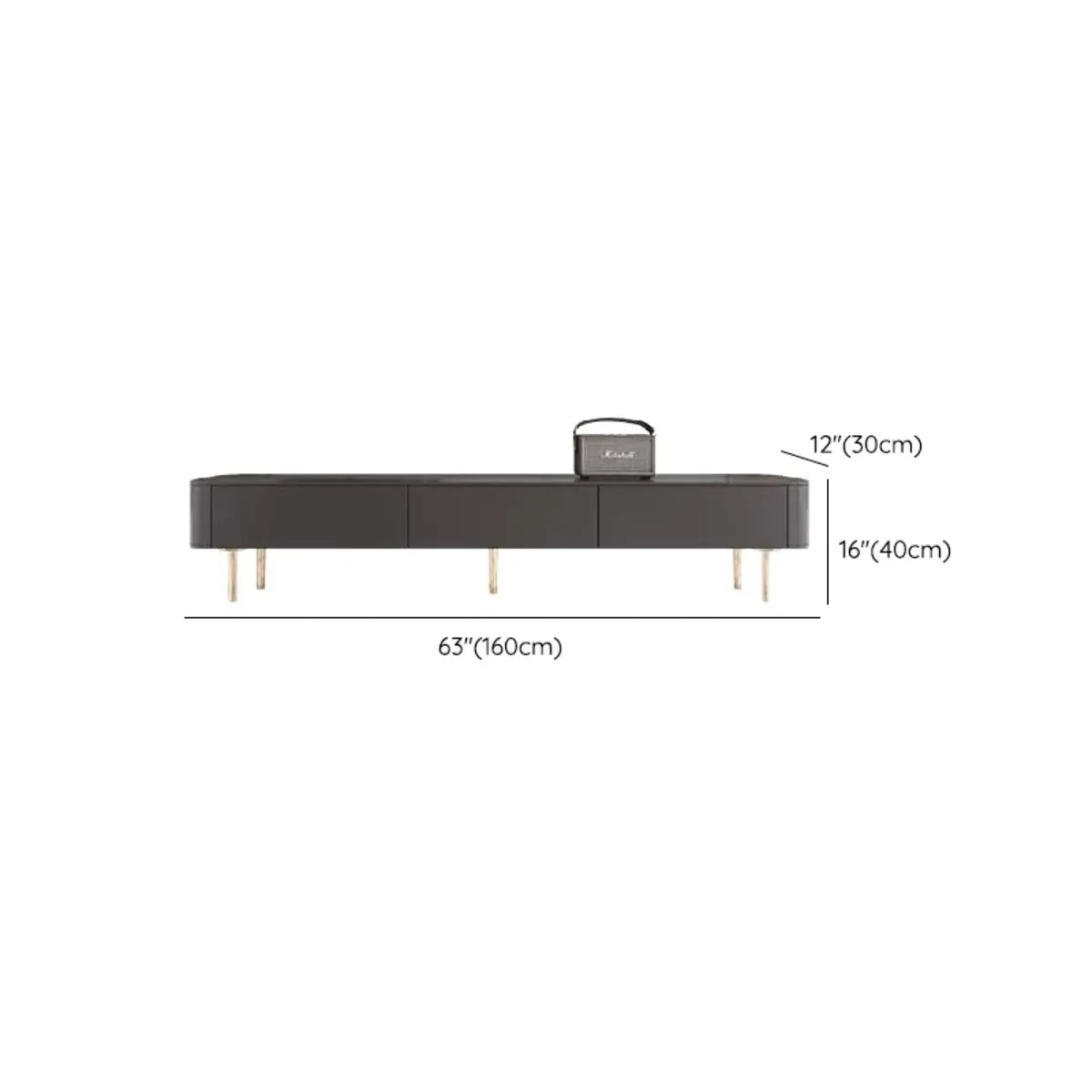 Black Wood TV Stand with Cable Management — White