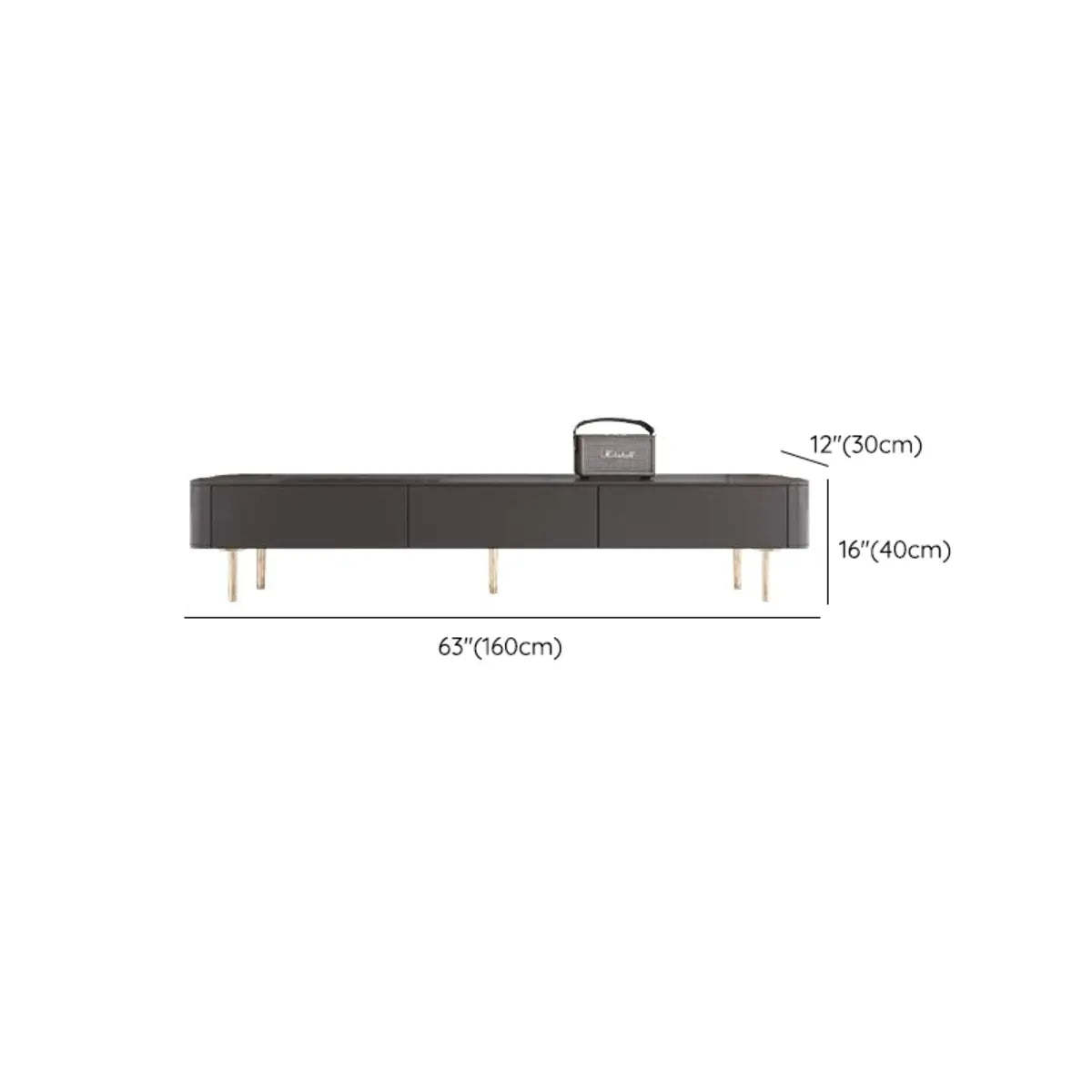 Black Wood TV Stand with Cable Management — White