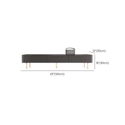 Black Wood TV Stand with Cable Management — White